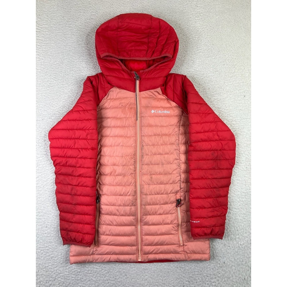 Columbia Jacket Girls Large Red Pink Omni-Heat Hooded Full Zip Puffer‎ Outdoors